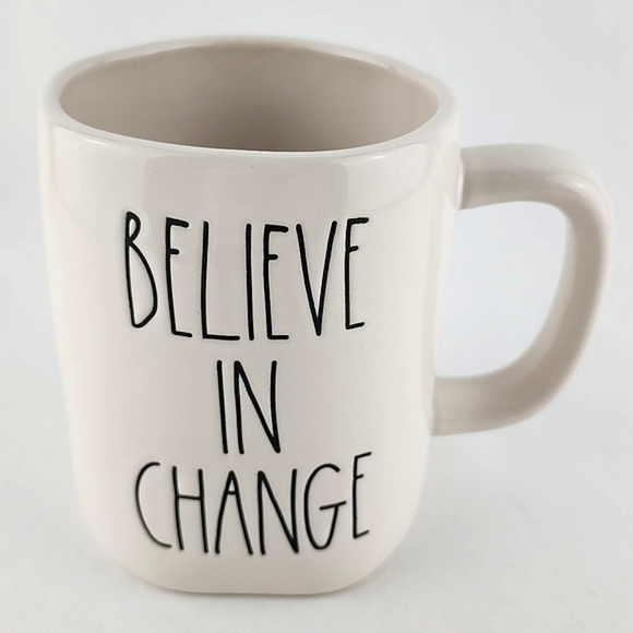 ⭐️2/ $50⭐️ Rae Dunn Artisan Collection White Coffee  Tea Mug BELIEVE IN CHANGE - Picture 2 of 10